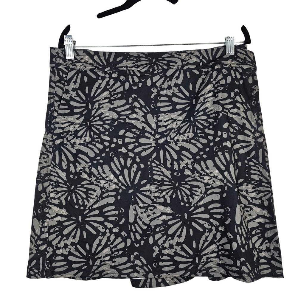 RipSkirt‎ Hawaii Women's Large Black Gray Floral Wrap Skirt Quick Dry Mini